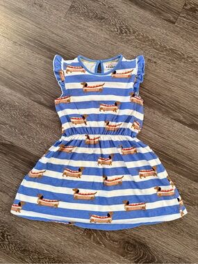 Mini Boden frill-sleeve jersey dress